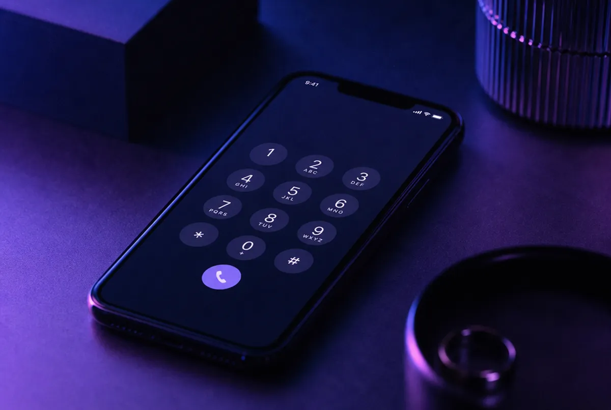 Smartphone mit einfachem Wählfeld, Indigo-Violett-Licht, ohne App